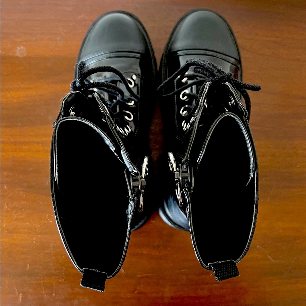 Demonia Slacker-220-1 Black Vegan Patent Platform Boots (New - NO box) - Picture 6 of 10